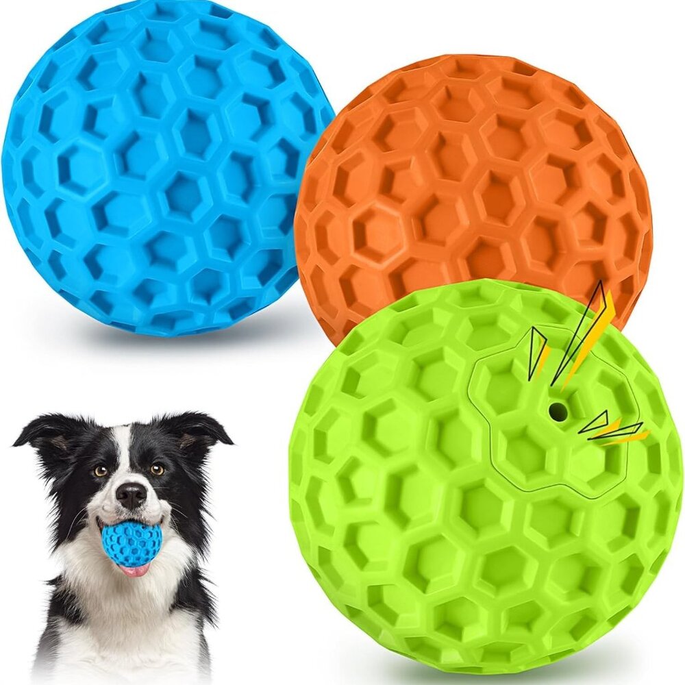 Teeth-Cleaning Indestructible Dog Balls - Fun Squeaky Toys for All Size Breeds